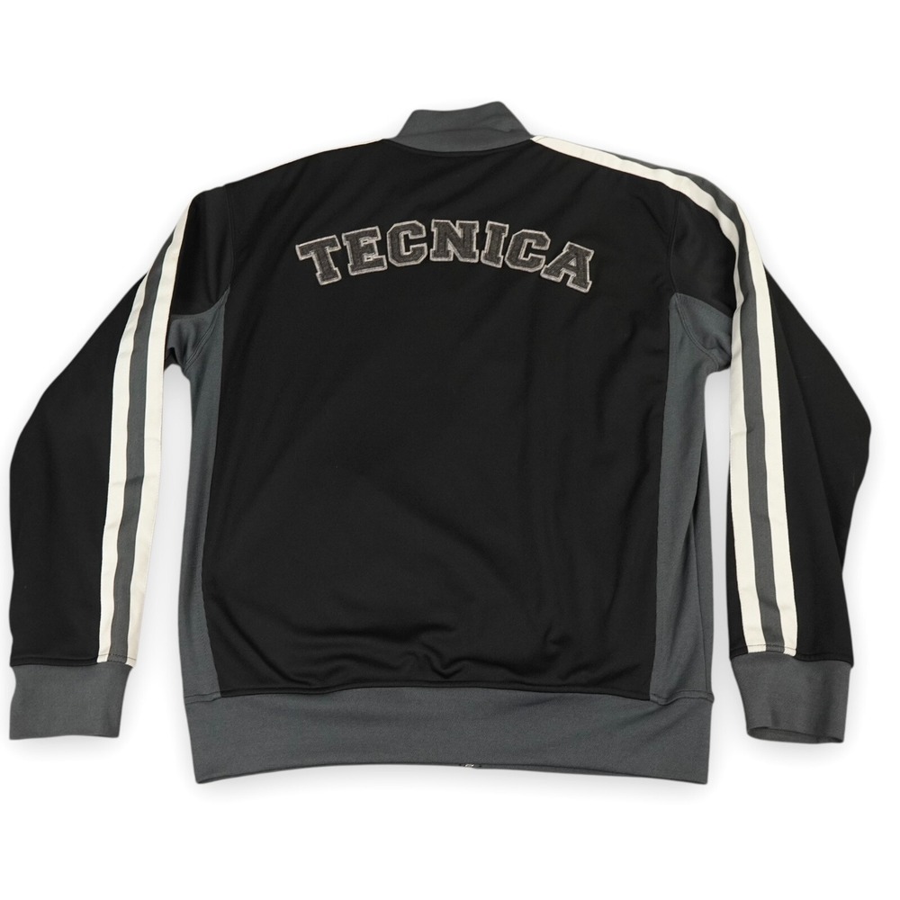 Tecnica Jacket Mens Large Black Gray Full Zip Track Fleece Lined Retro Y2K Style